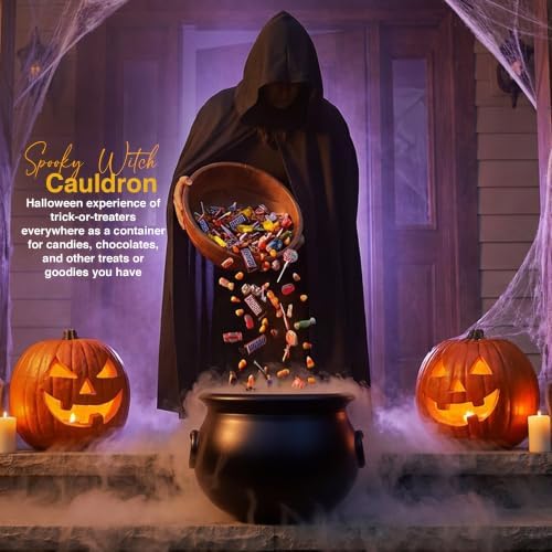 Spooky witch cauldron candy bowl for trick-or-treaters