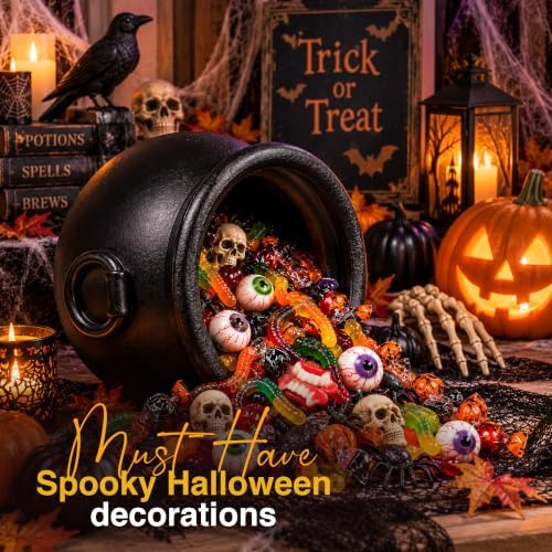Must-have spooky Halloween decoration - witch cauldron with trick or treat display