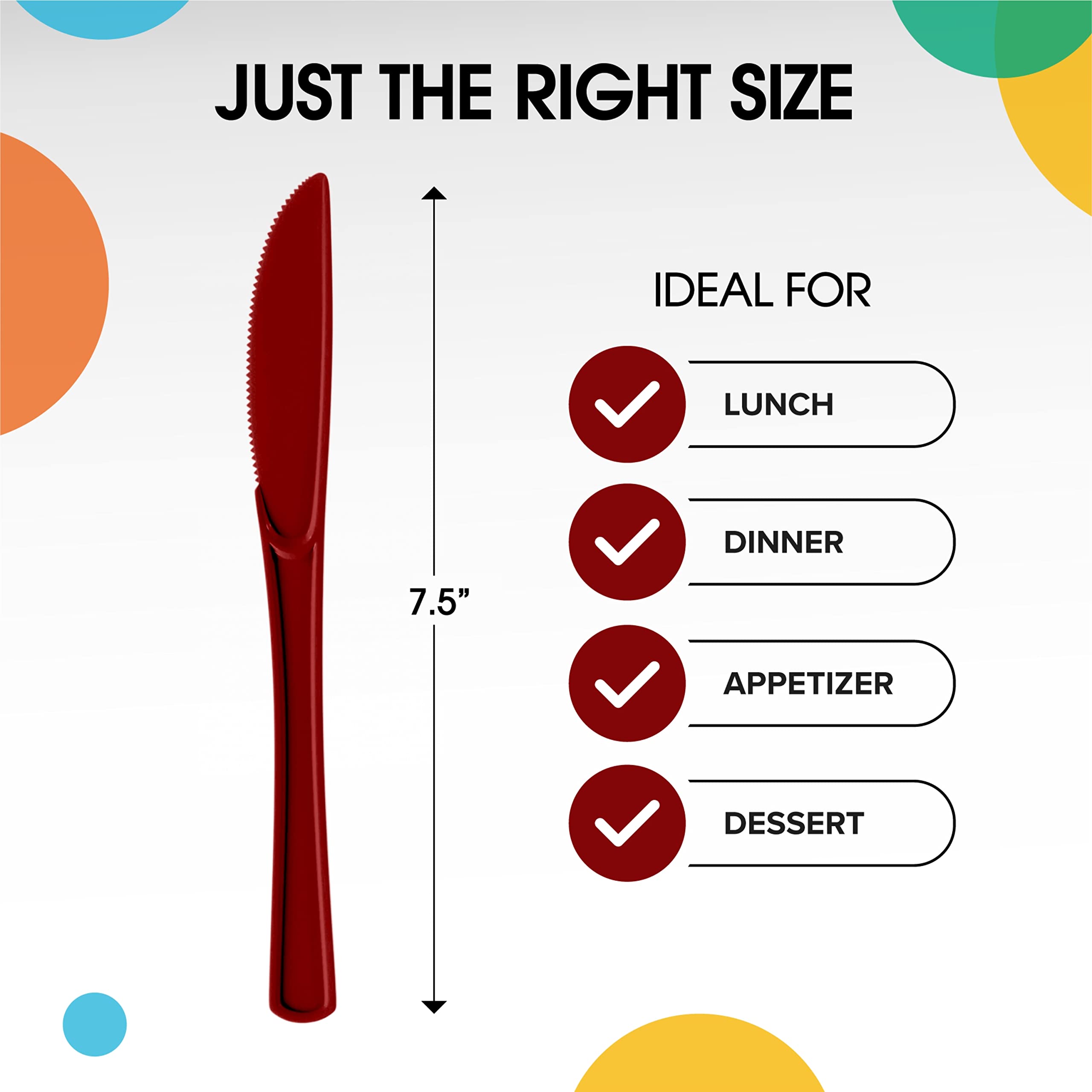 Heavy Duty Burgundy Plastic Knives | Case of 1200