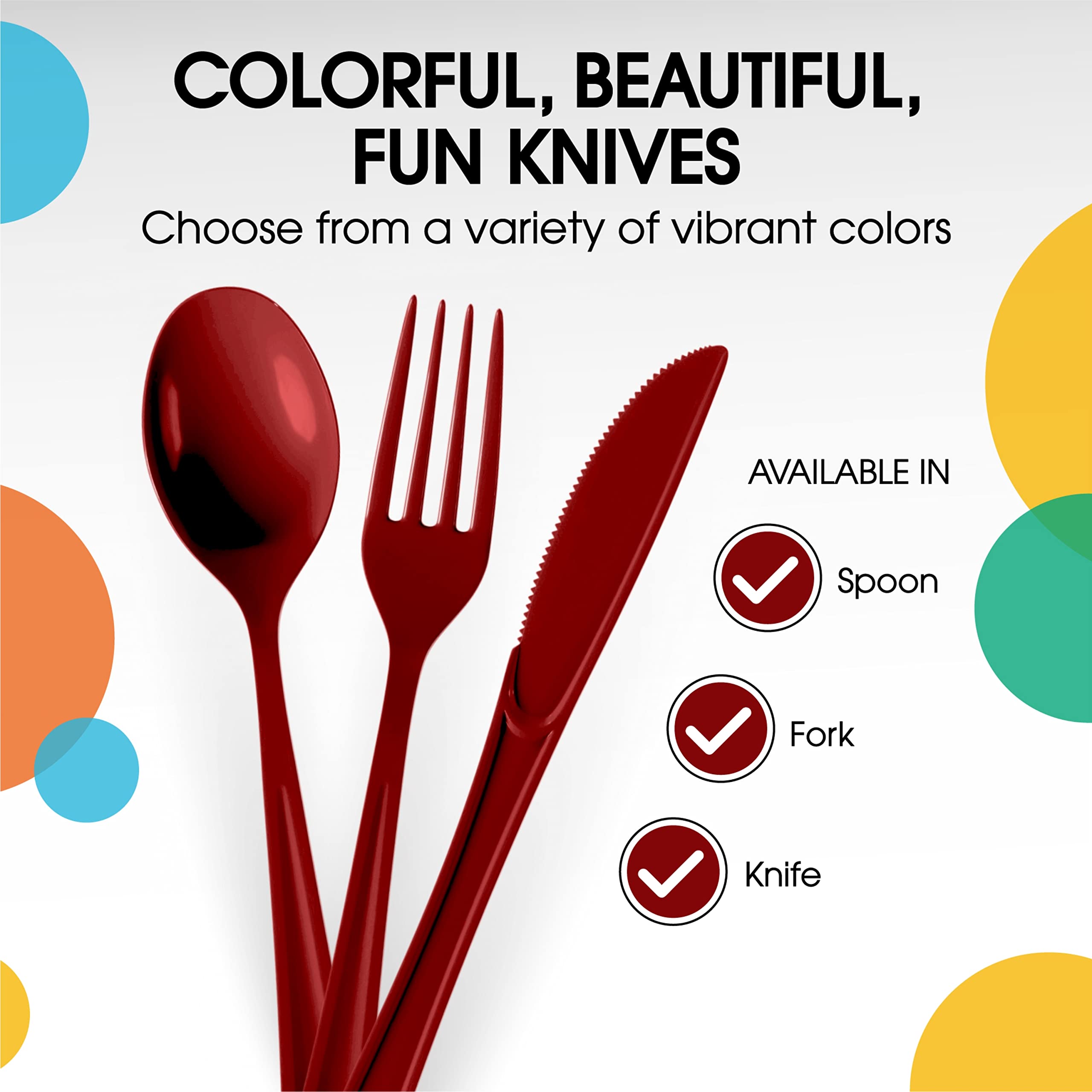 Heavy Duty Burgundy Plastic Knives | Case of 1200