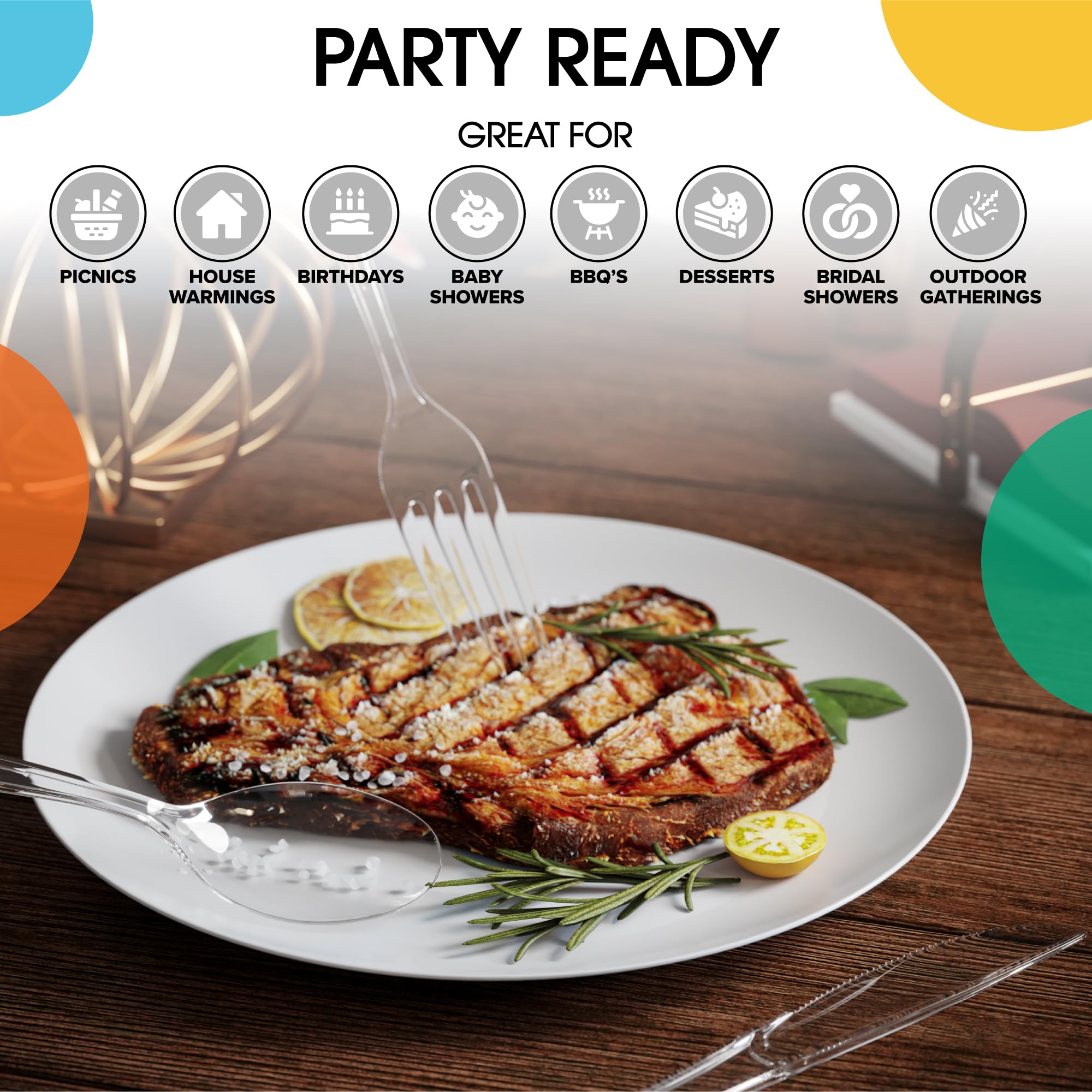 Unleashed - Heavy Duty Clear Plastic Forks | 50 Count