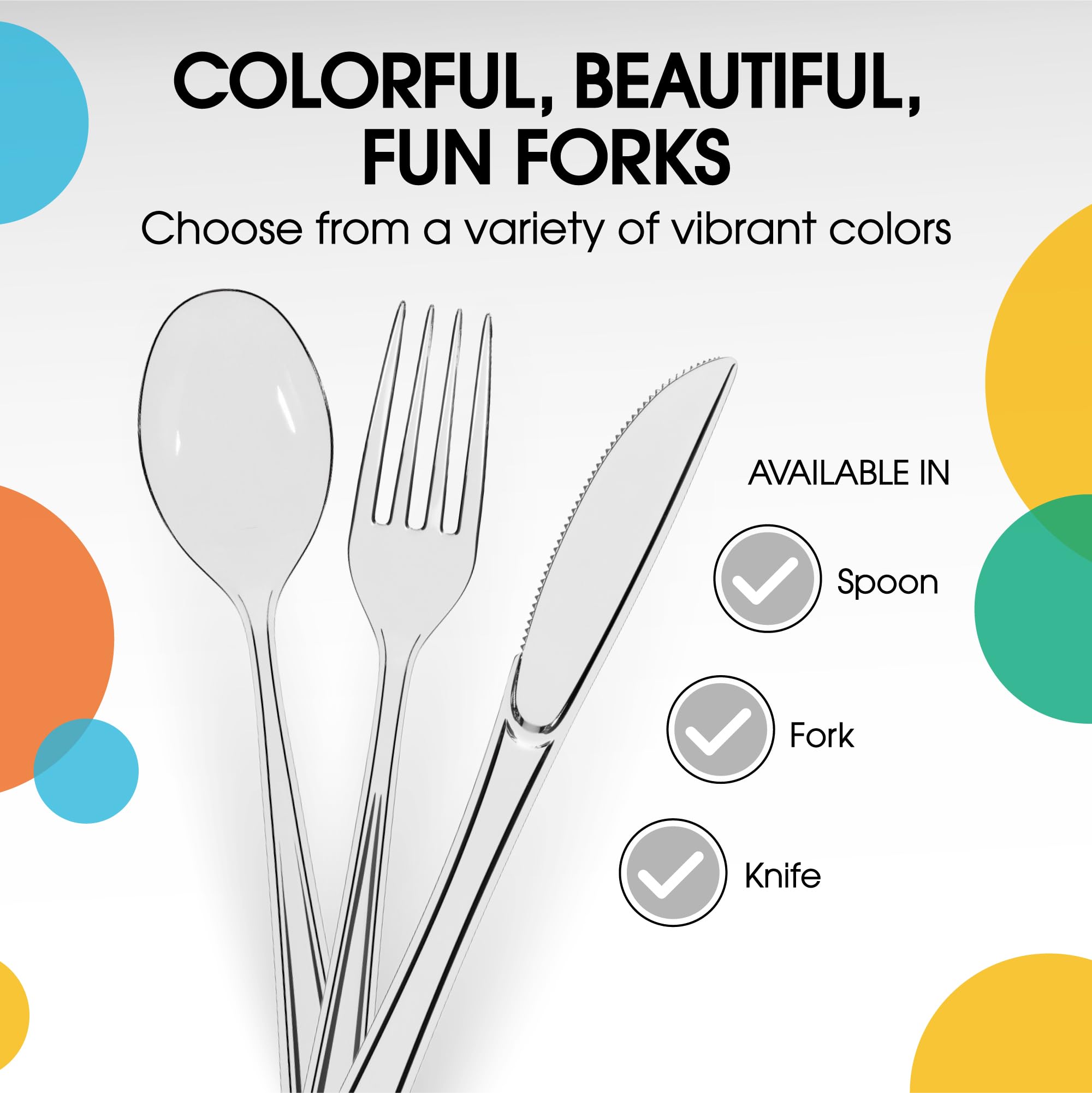Unleashed - Heavy Duty Clear Plastic Forks | 50 Count