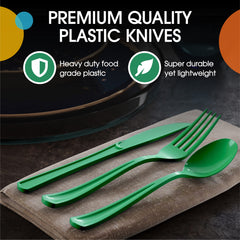 Heavy Duty Emerald Green Plastic Knives | 50 Count