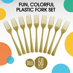 Heavy Duty Gold Plastic Forks - 7.5 in. | 100 Count
