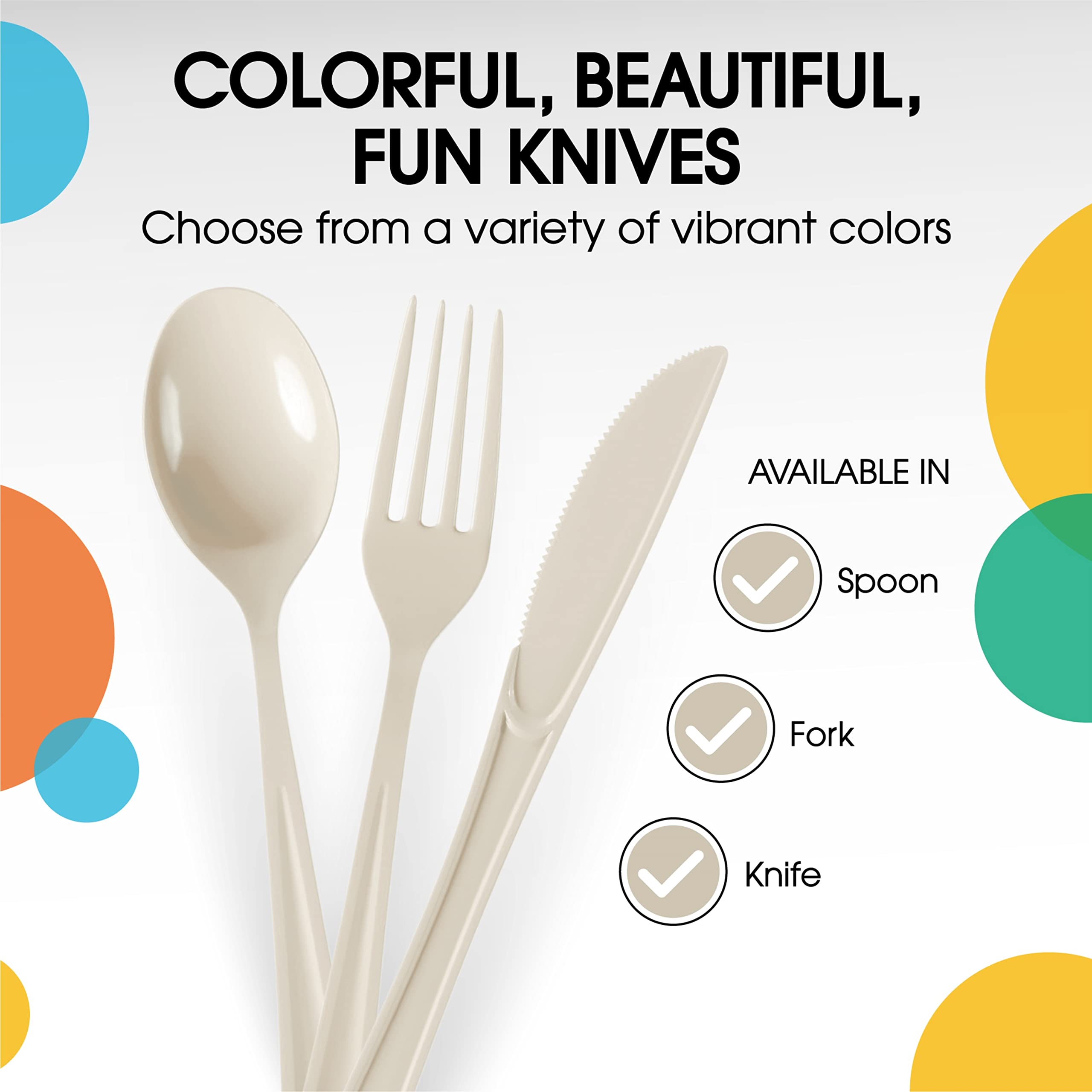 Heavy Duty Ivory Plastic Knives | Case of 1200