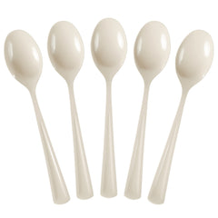 Heavy Duty Ivory Plastic Spoons - 7 in. | 100 Count