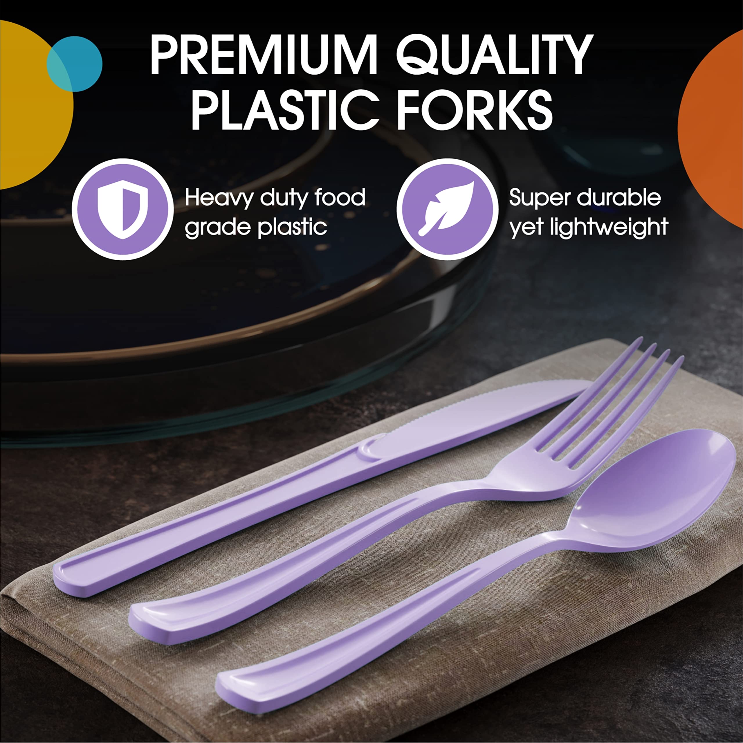 Heavy Duty Lavender Plastic Forks | 50 Count