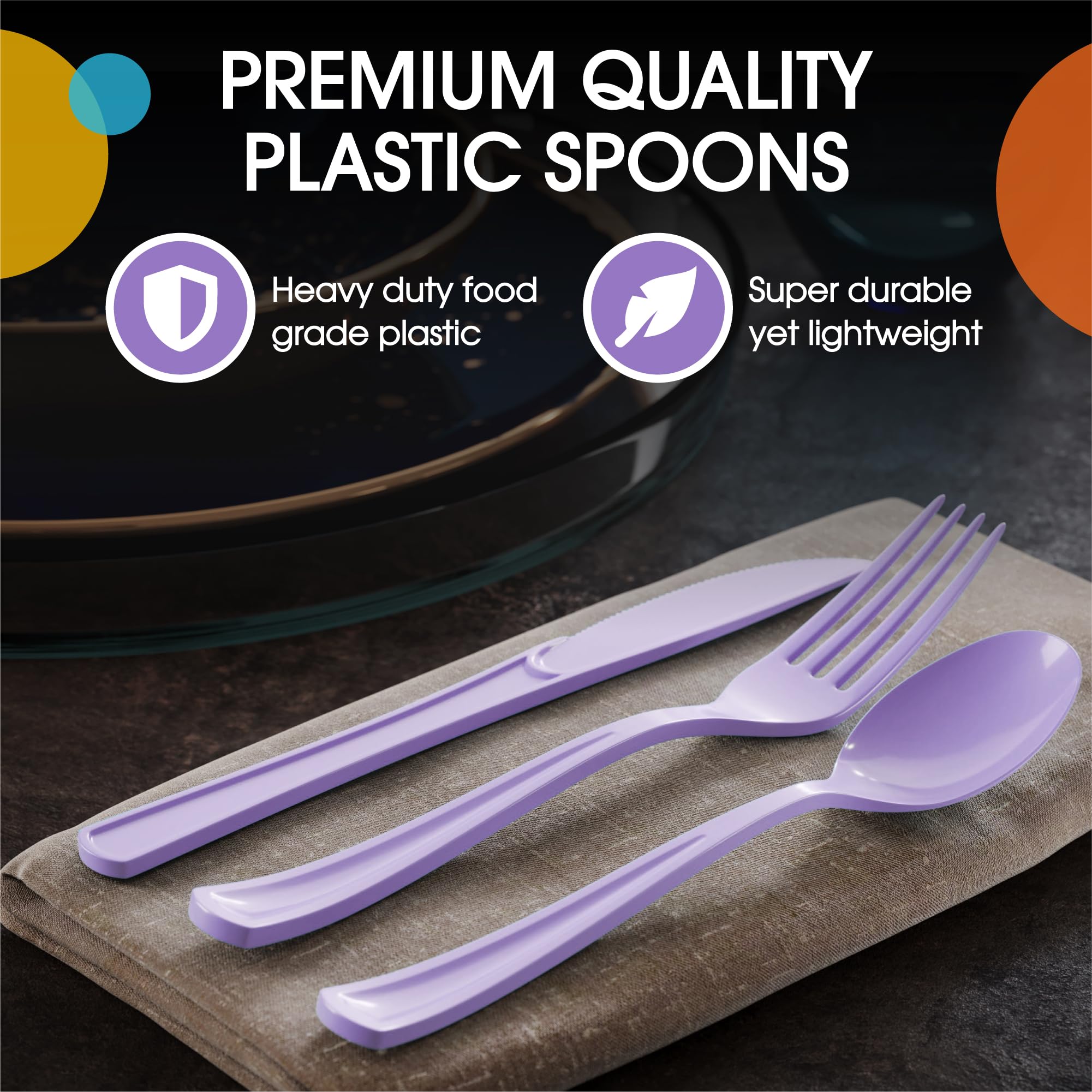 Heavy Duty Lavender Plastic Spoons | Case of 1200