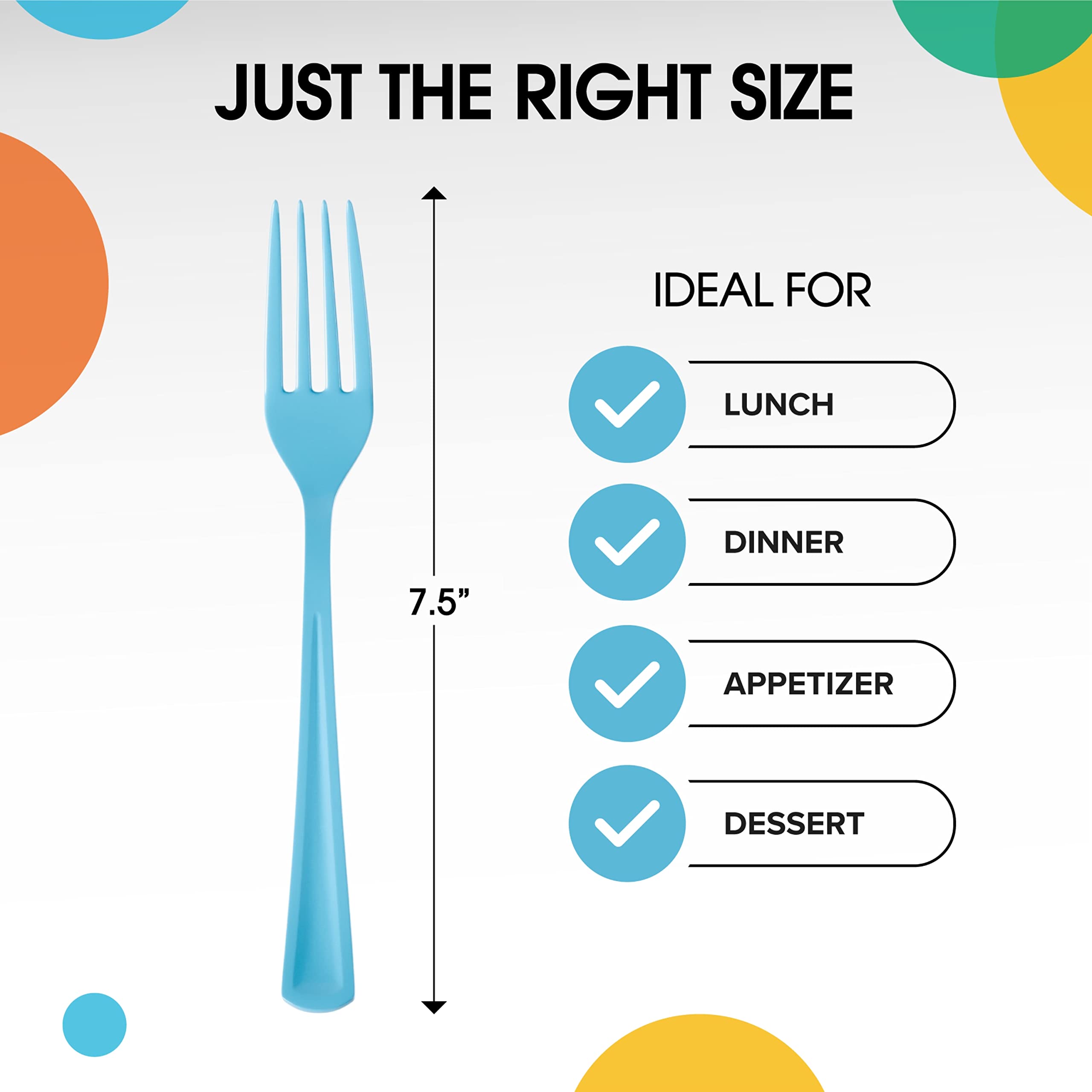 Unleashed - Heavy Duty Light Blue Plastic Forks | 50 Count