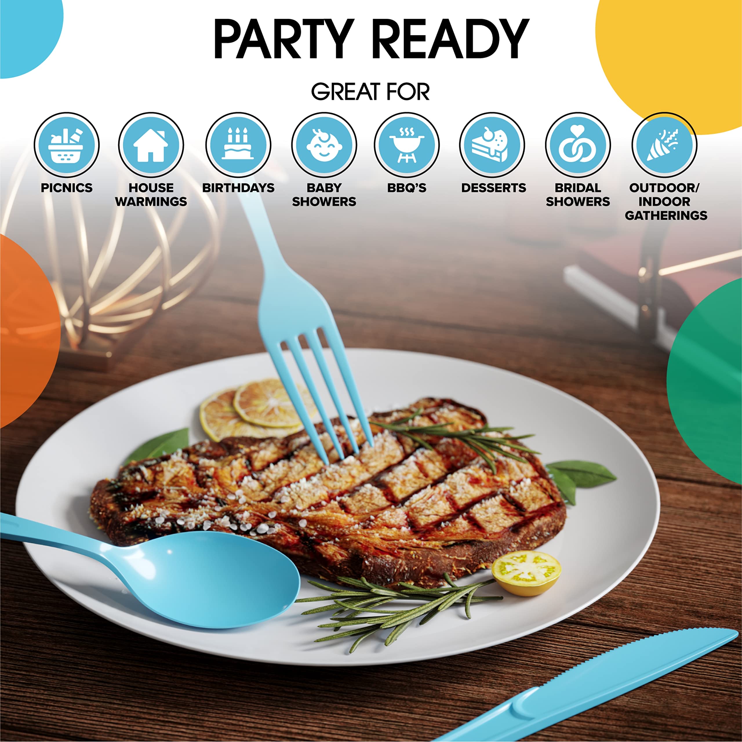 Unleashed - Heavy Duty Light Blue Plastic Forks | 50 Count