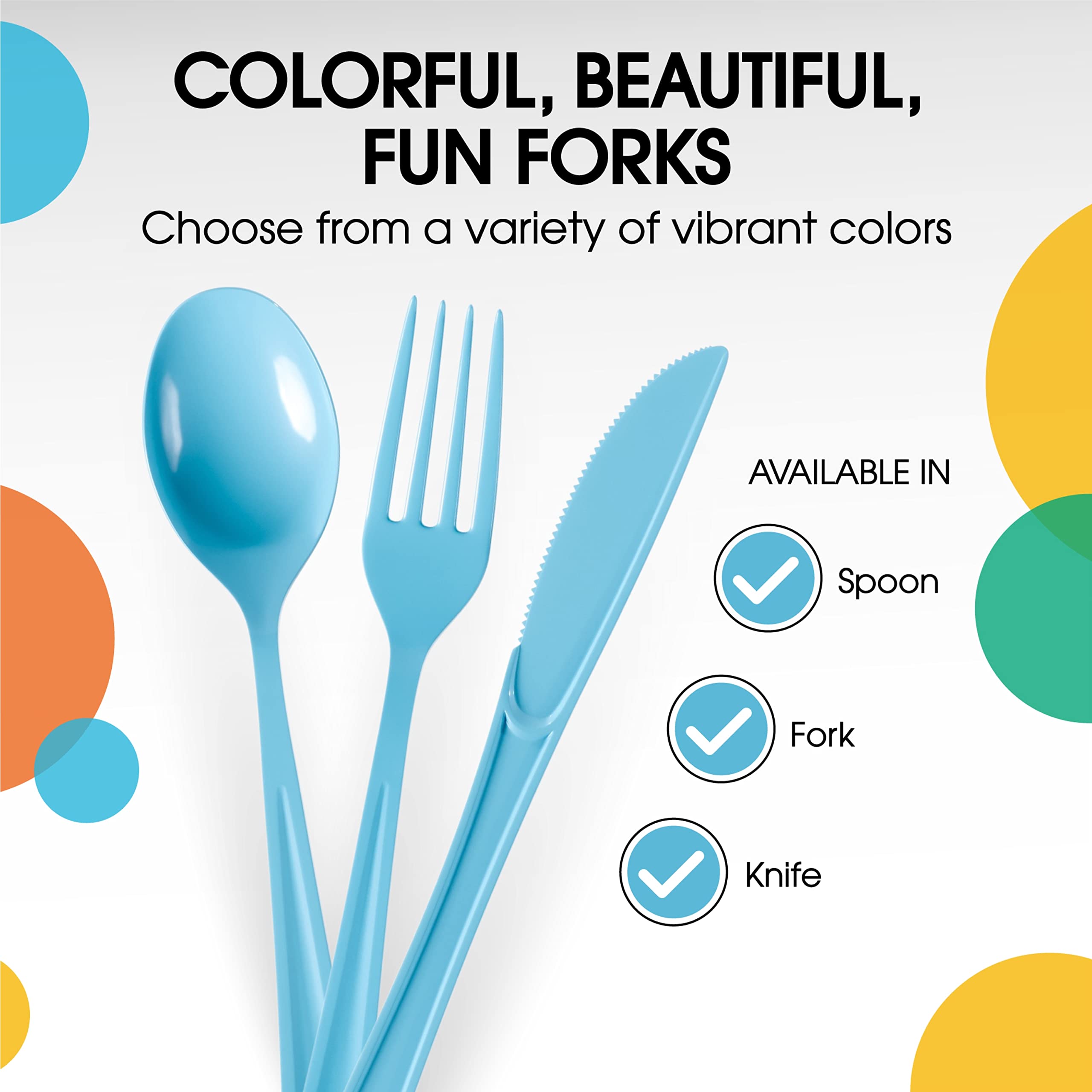Heavy Duty Light Blue Plastic Forks | Case of 1200