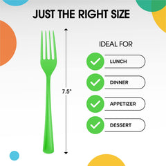 Unleashed - Heavy Duty Lime Green Plastic Forks | 50 Count