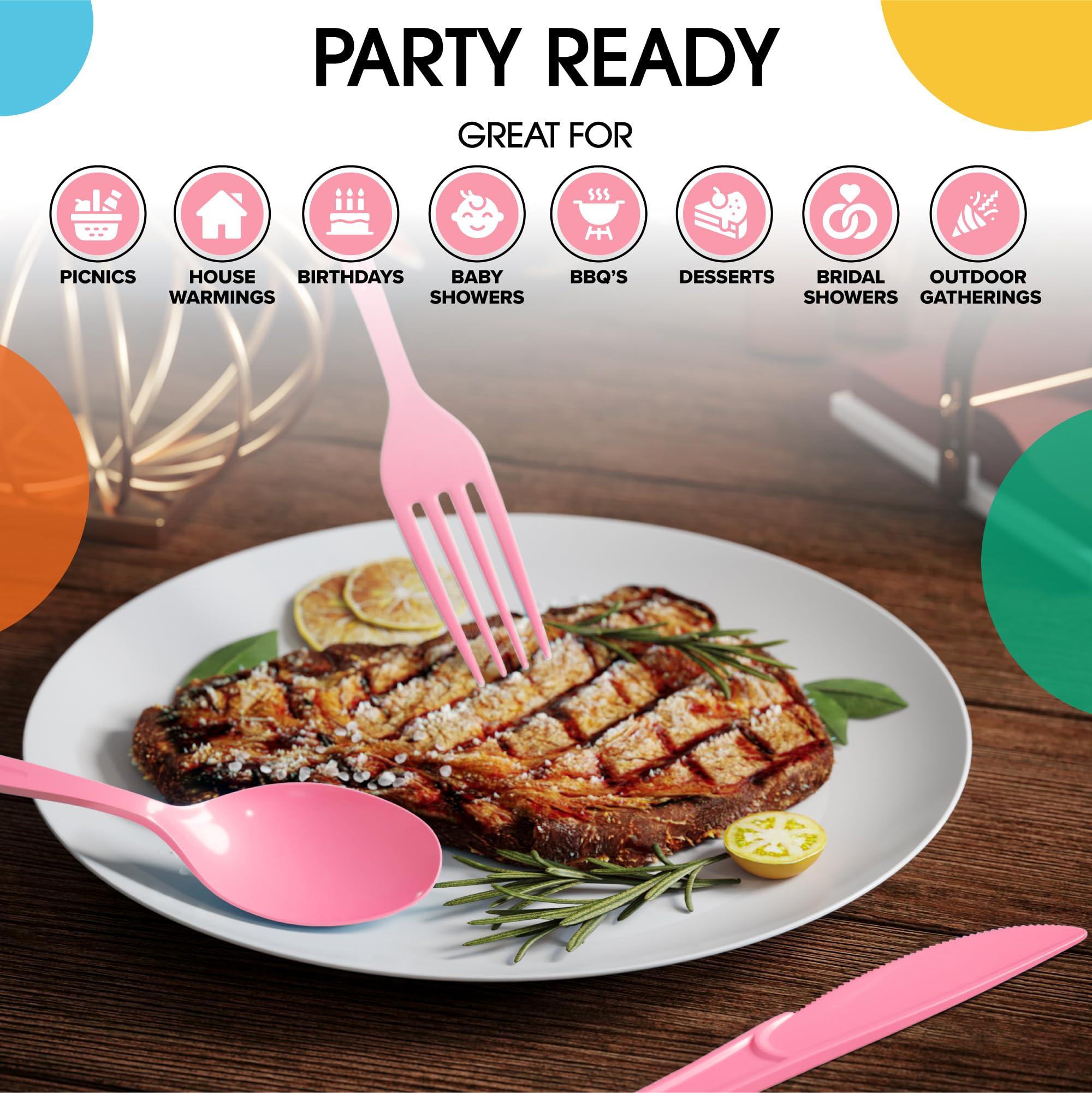 Heavy Duty Pink Plastic Forks | Case of 1200