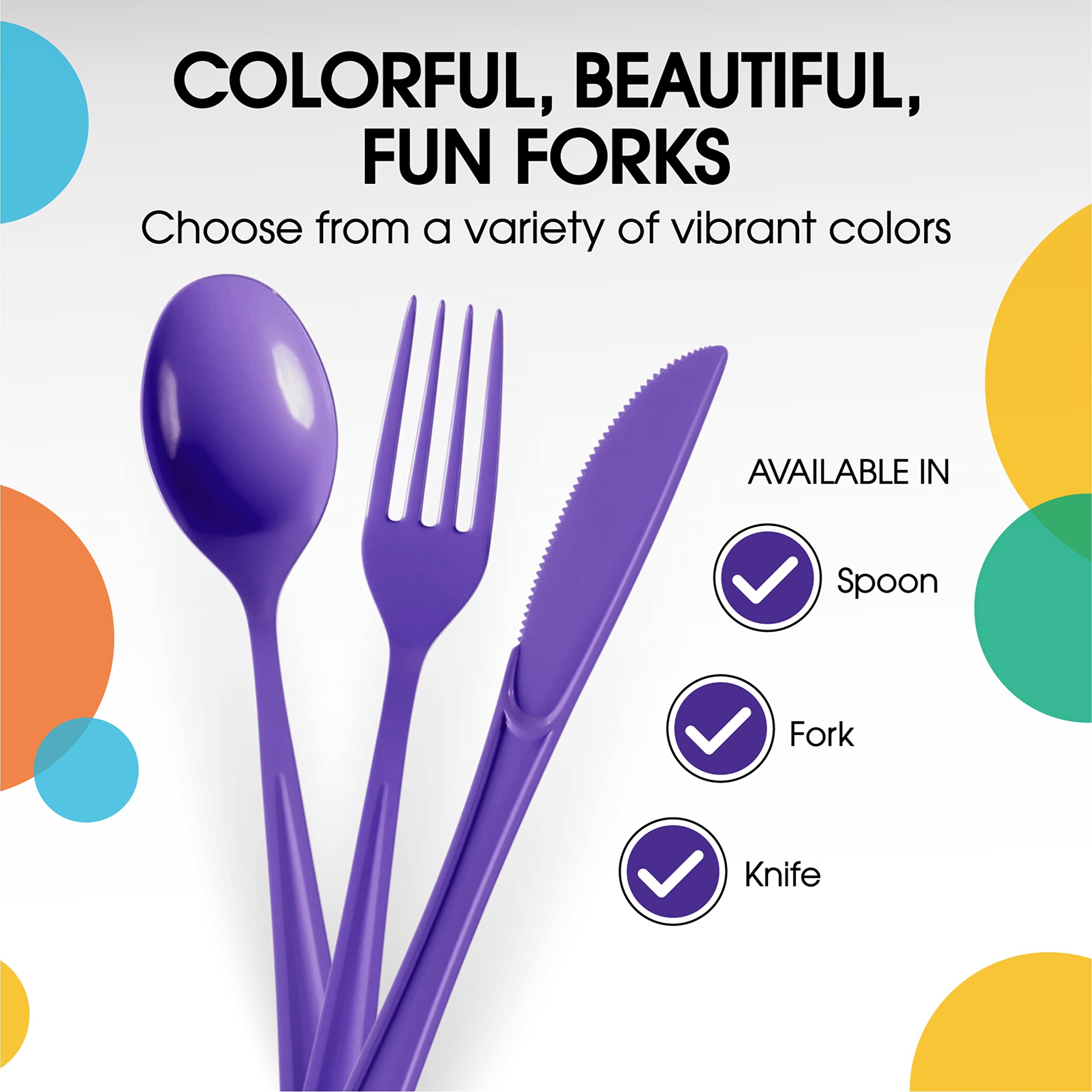 Unleashed - Heavy Duty Purple Plastic Forks | 50 Count