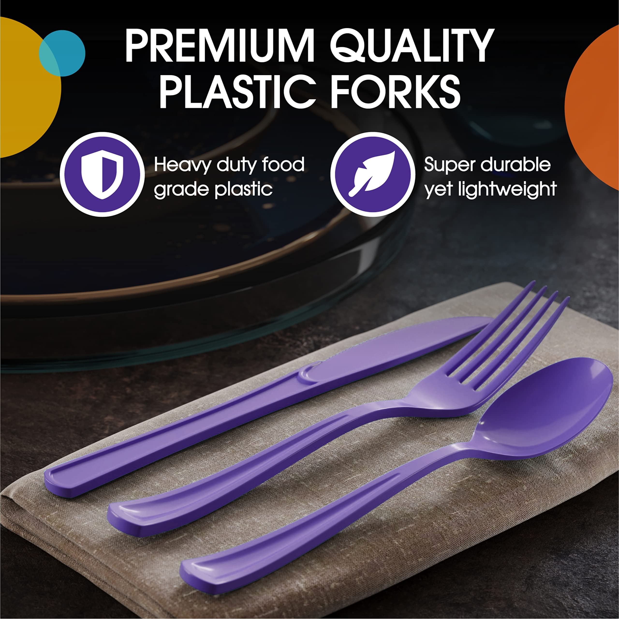 Heavy Duty Purple Plastic Forks - 7.5 in. | 100 Count