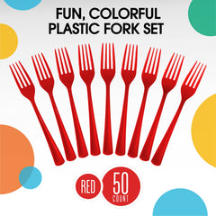 Unleashed - Heavy Duty Red Plastic Forks | 50 Count