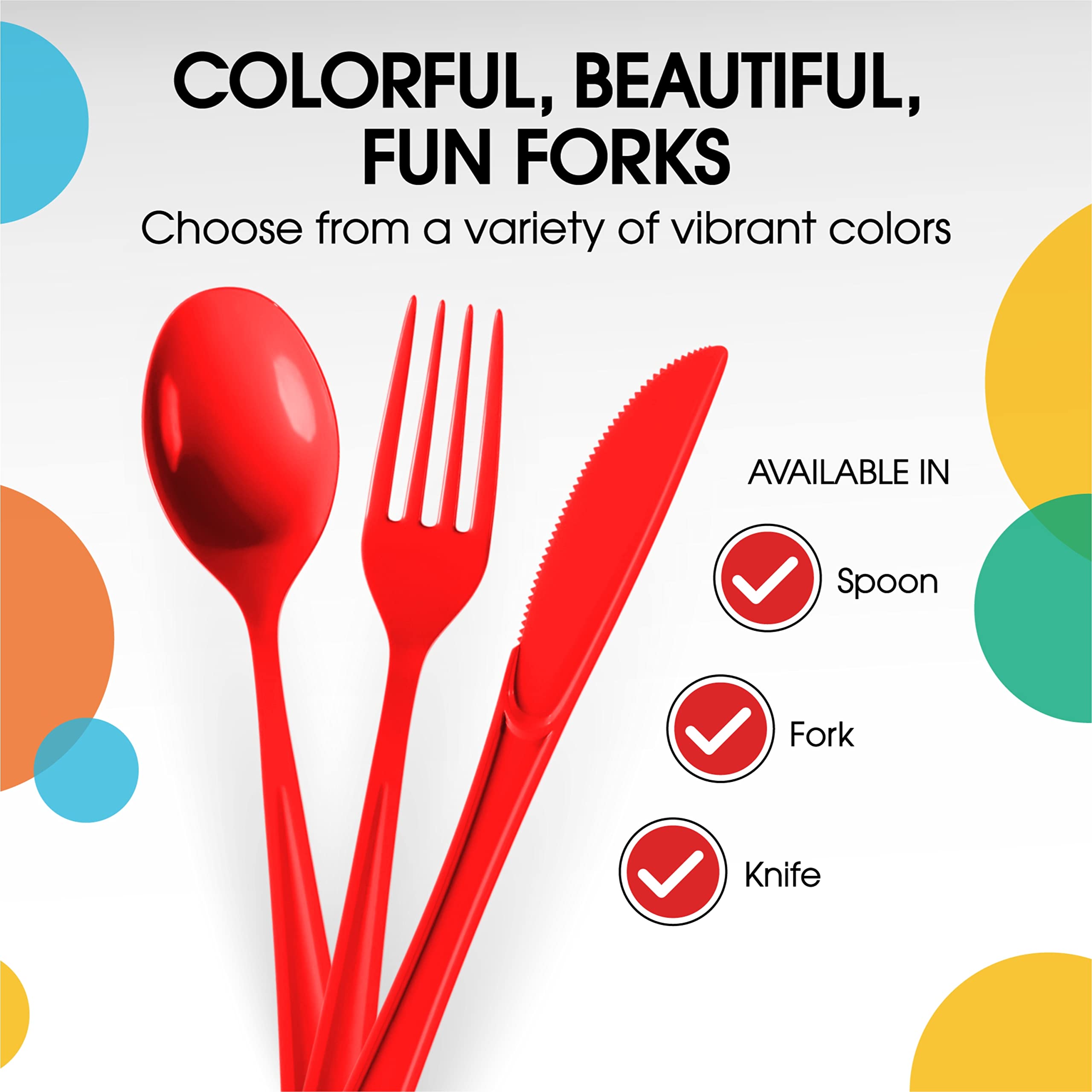 Heavy Duty Red Plastic Forks | Case of 1200