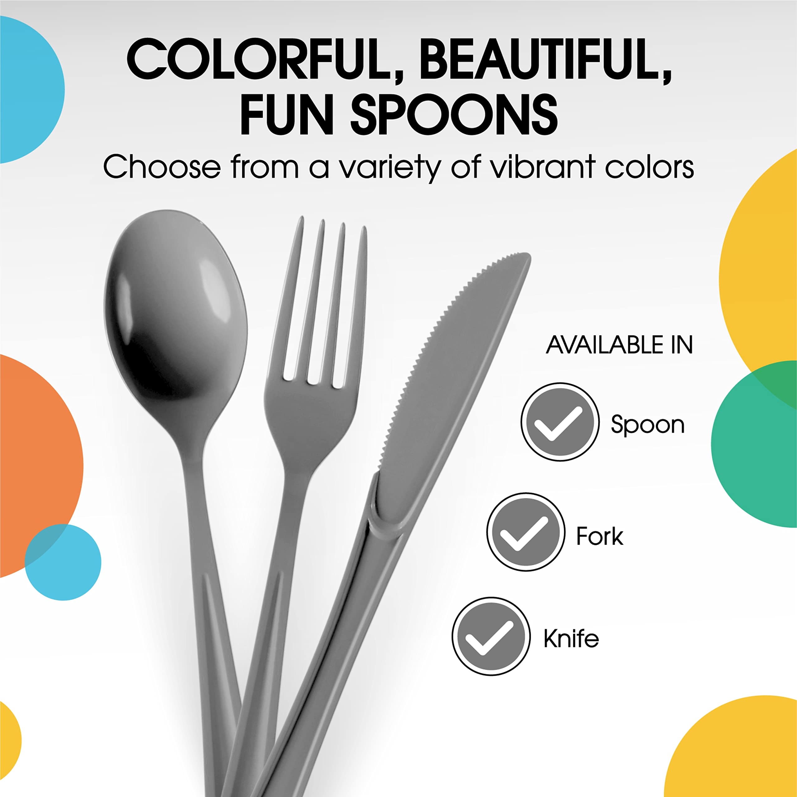 Heavy Duty Silver Plastic Spoons - 7 in. | 100 Count