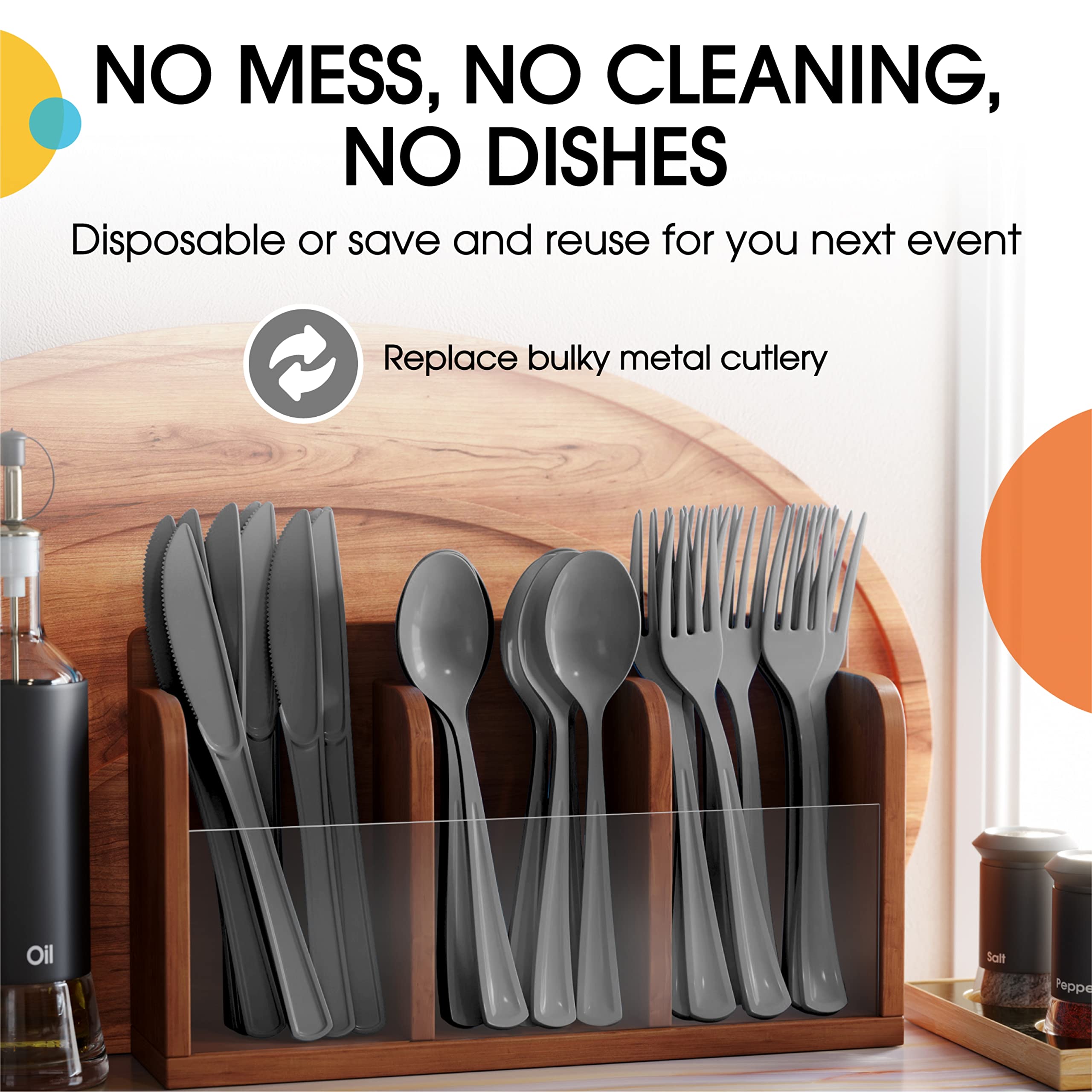 Heavy Duty Silver Plastic Spoons - 7 in. | 100 Count