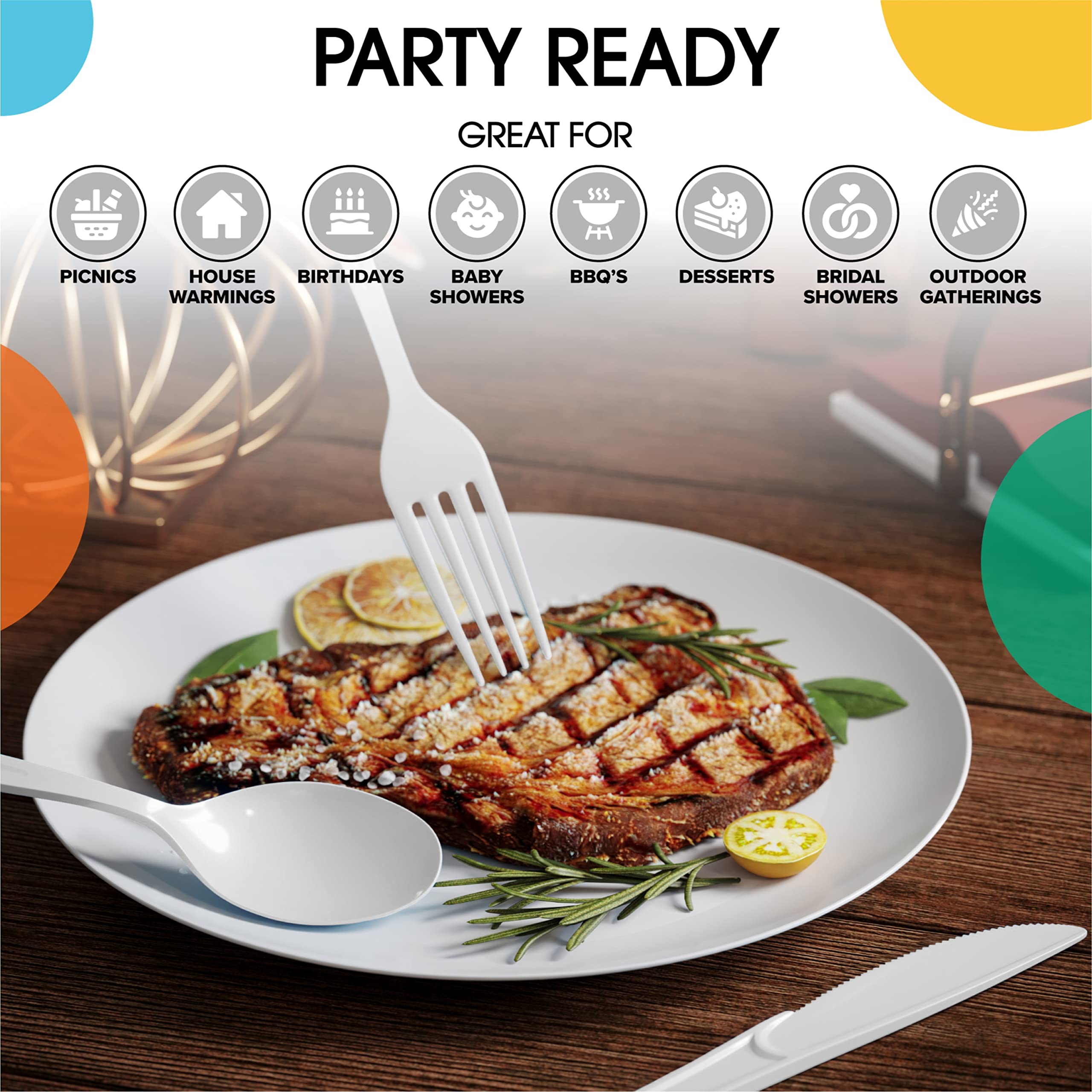 Heavy Duty White Plastic Forks - 7.5 in. | 100 Count