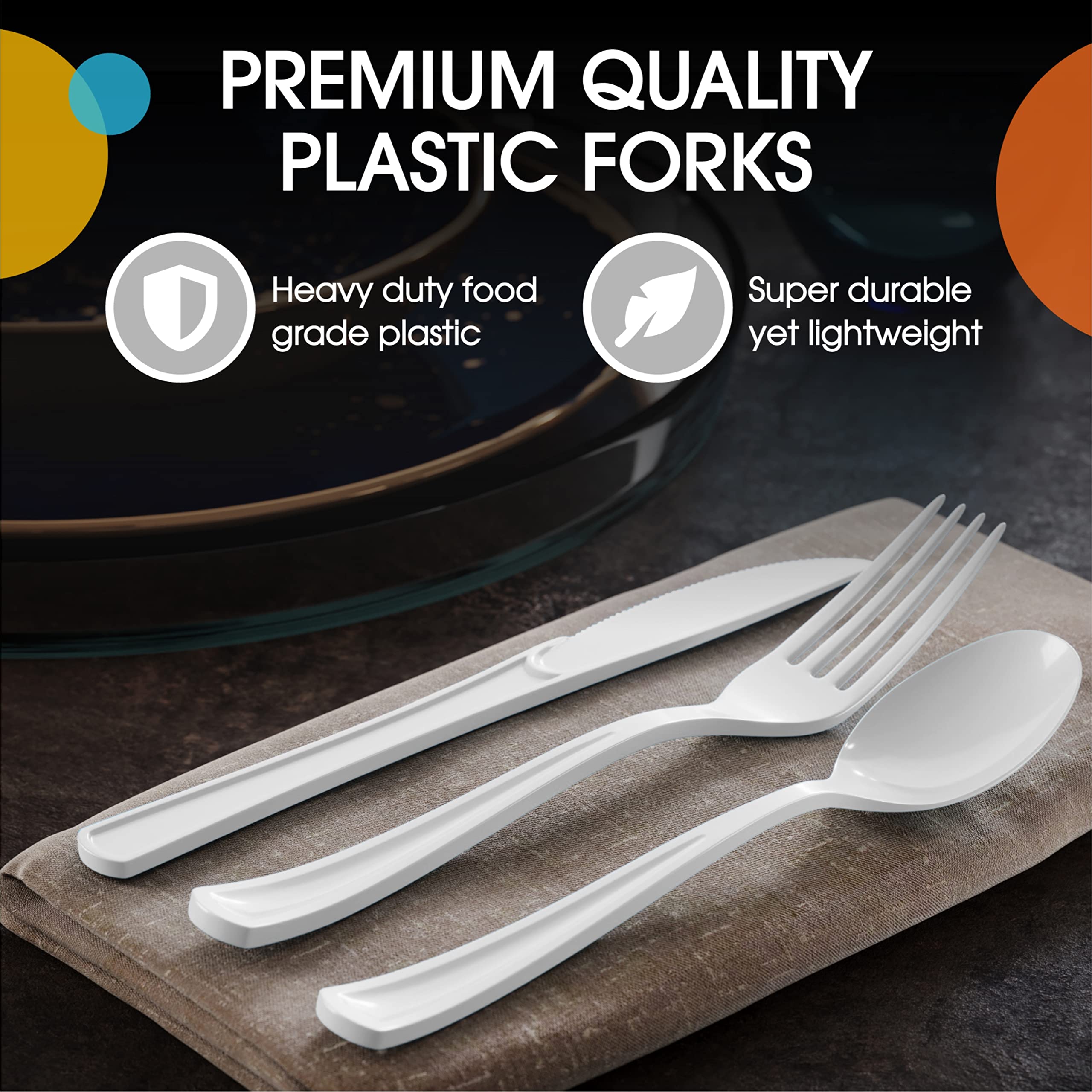 Heavy Duty White Plastic Forks - 7.5 in. | 100 Count