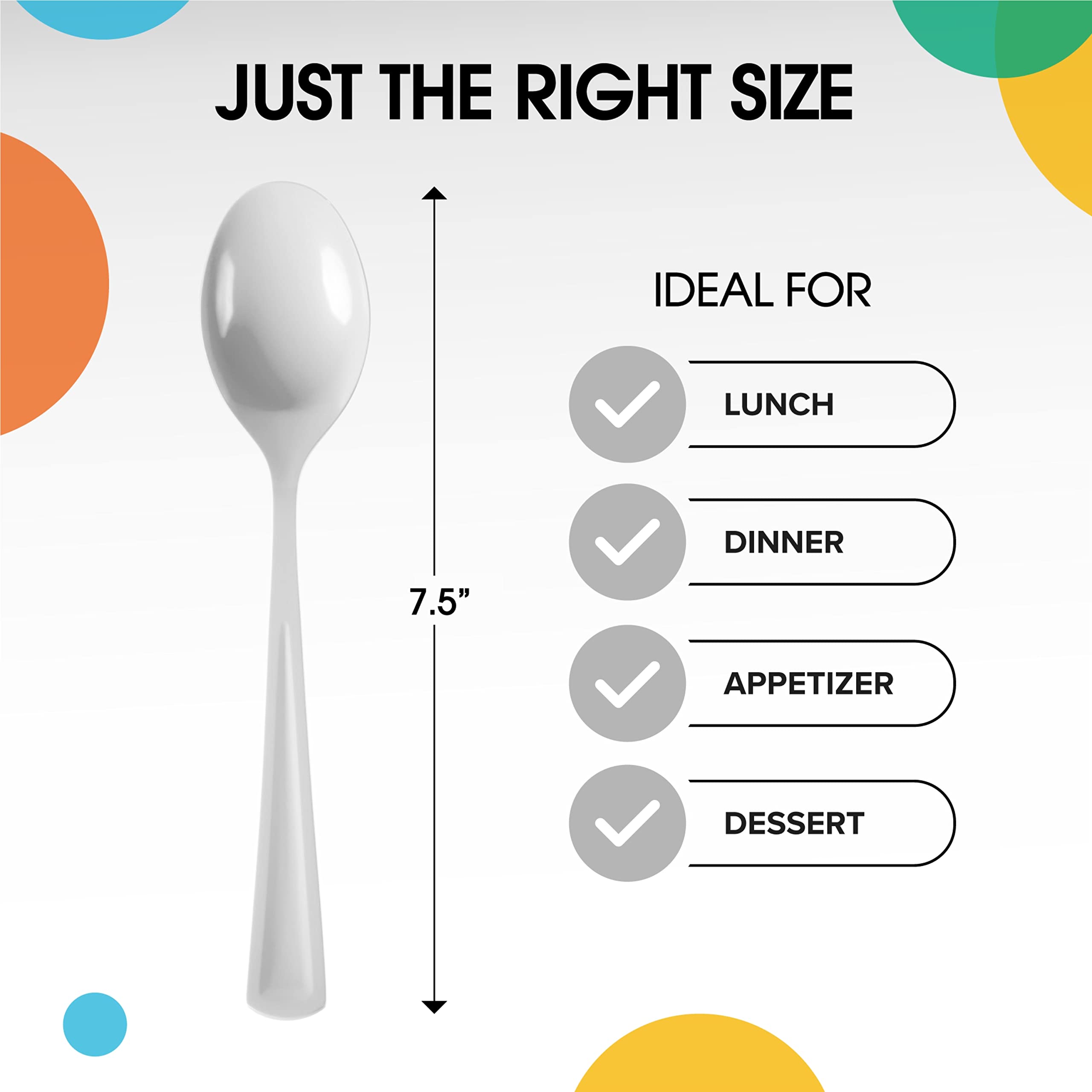 Heavy Duty White Plastic Spoons - 7 in. | 100 Count