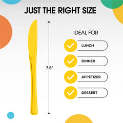 Heavy Duty Yellow Plastic Knives | 50 Count