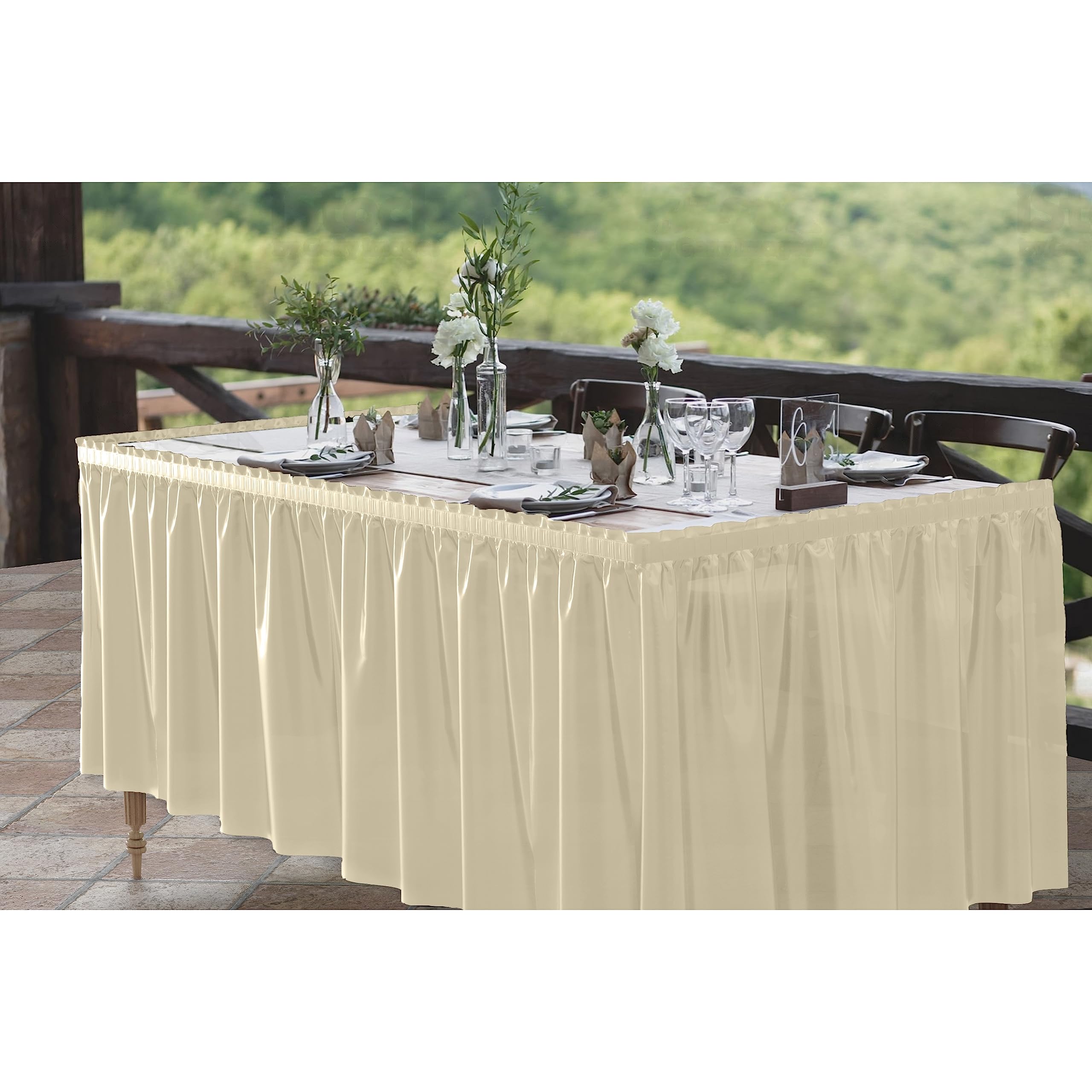 Ivory Plastic Table Skirt | Case of 48