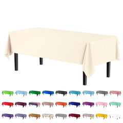 Ivory Plastic Table Covers | 12 Pack - 54 In. x 108 In.