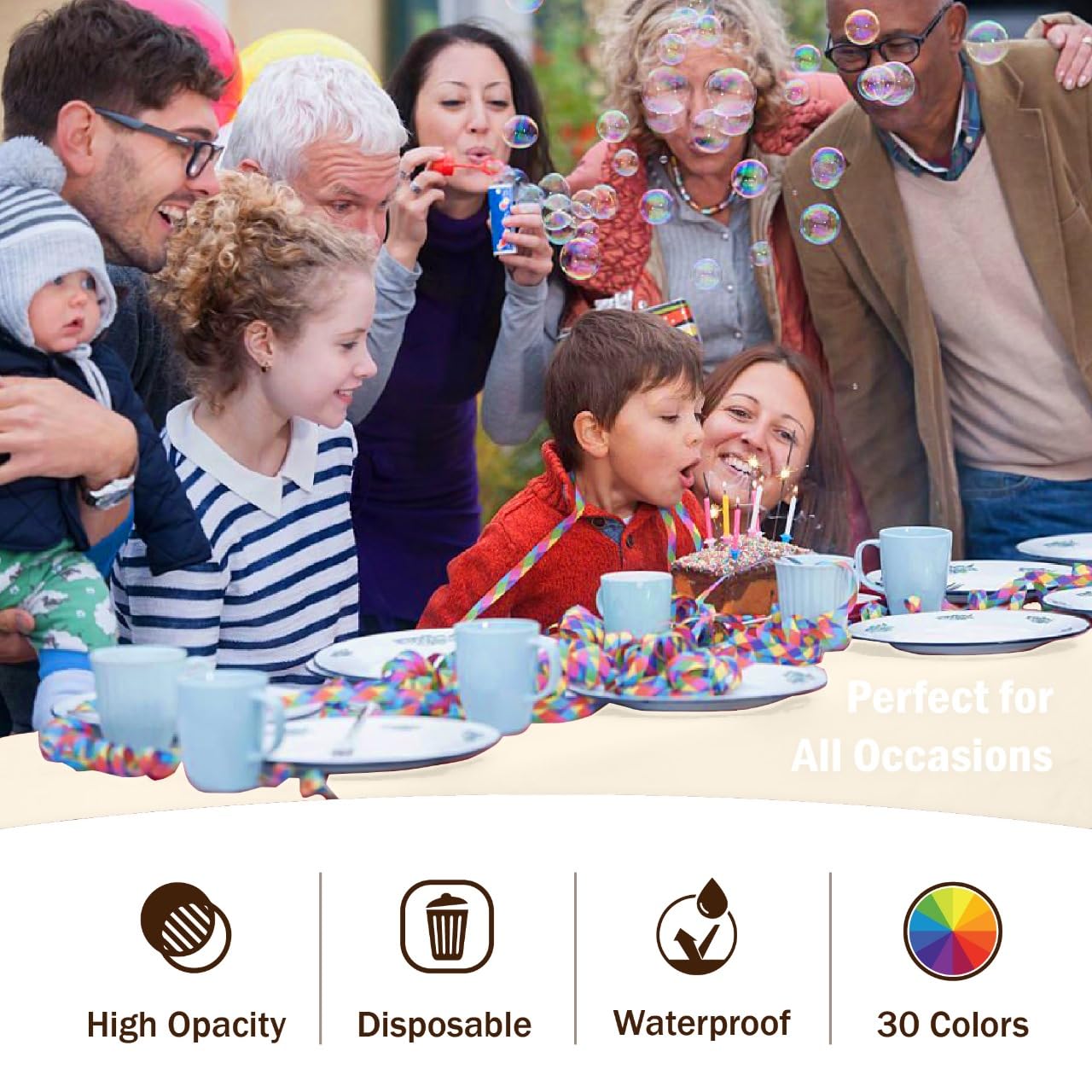 Ivory Plastic Table Covers | 6 Pack - 54 In. x 108 In.