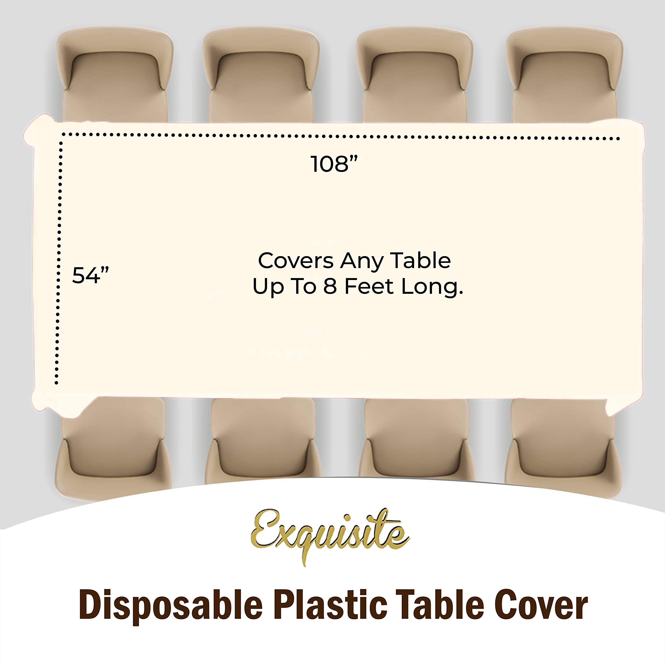 Ivory Plastic Table Covers | 12 Pack - 54 In. x 108 In.