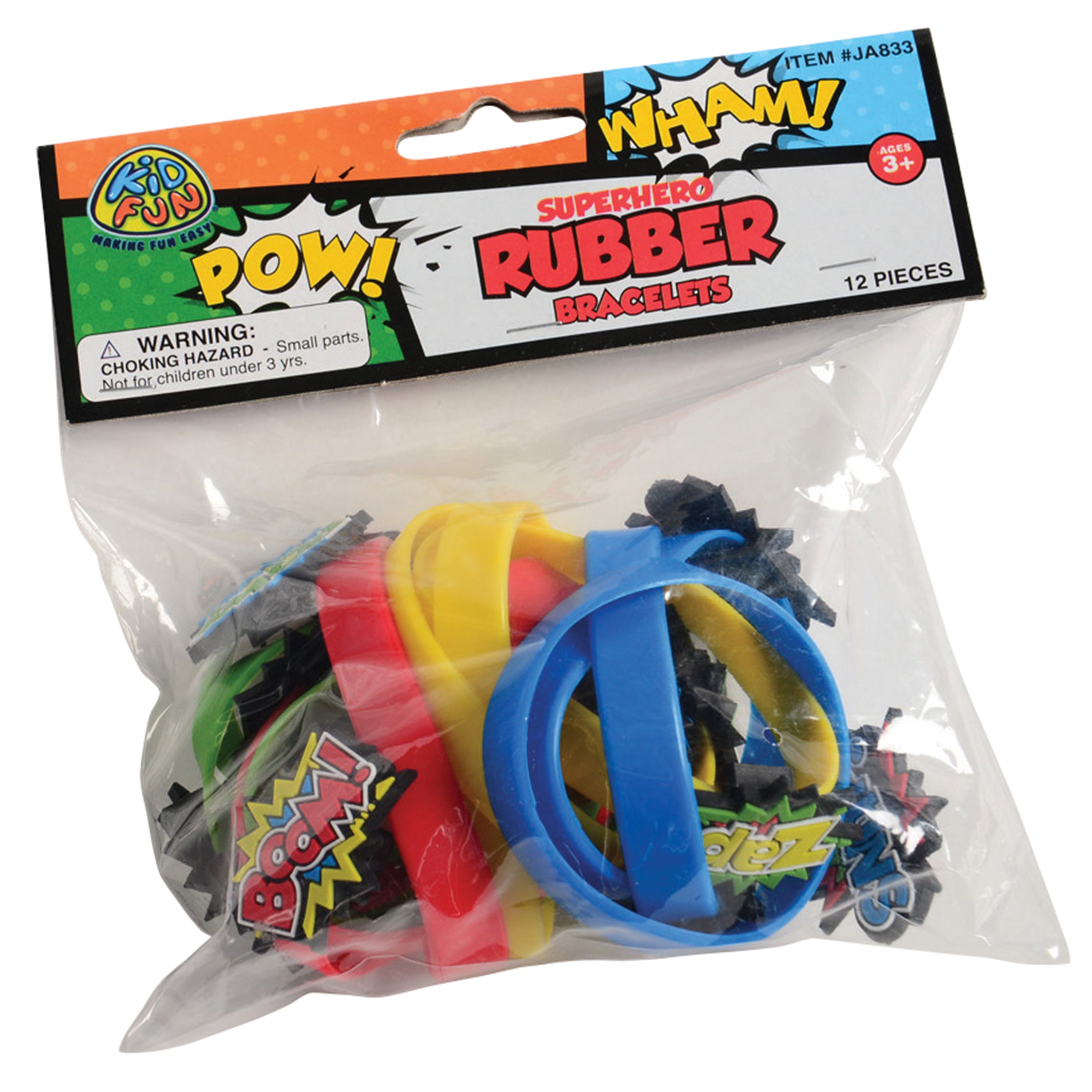 Superhero Rubber Bracelets - 12 Count