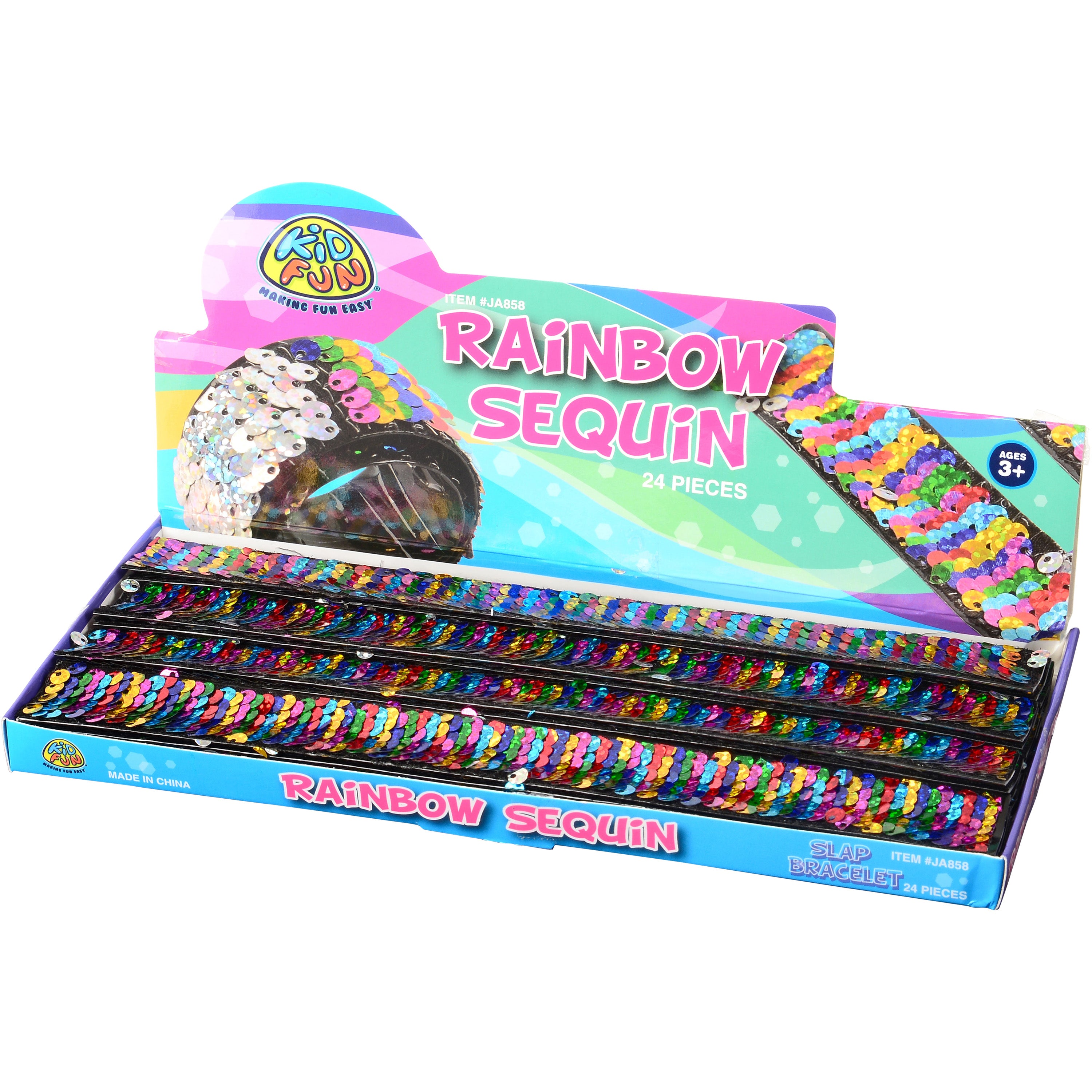 Rainbow Sequin Slap Bracelet/24 Per Disp - 24 Count
