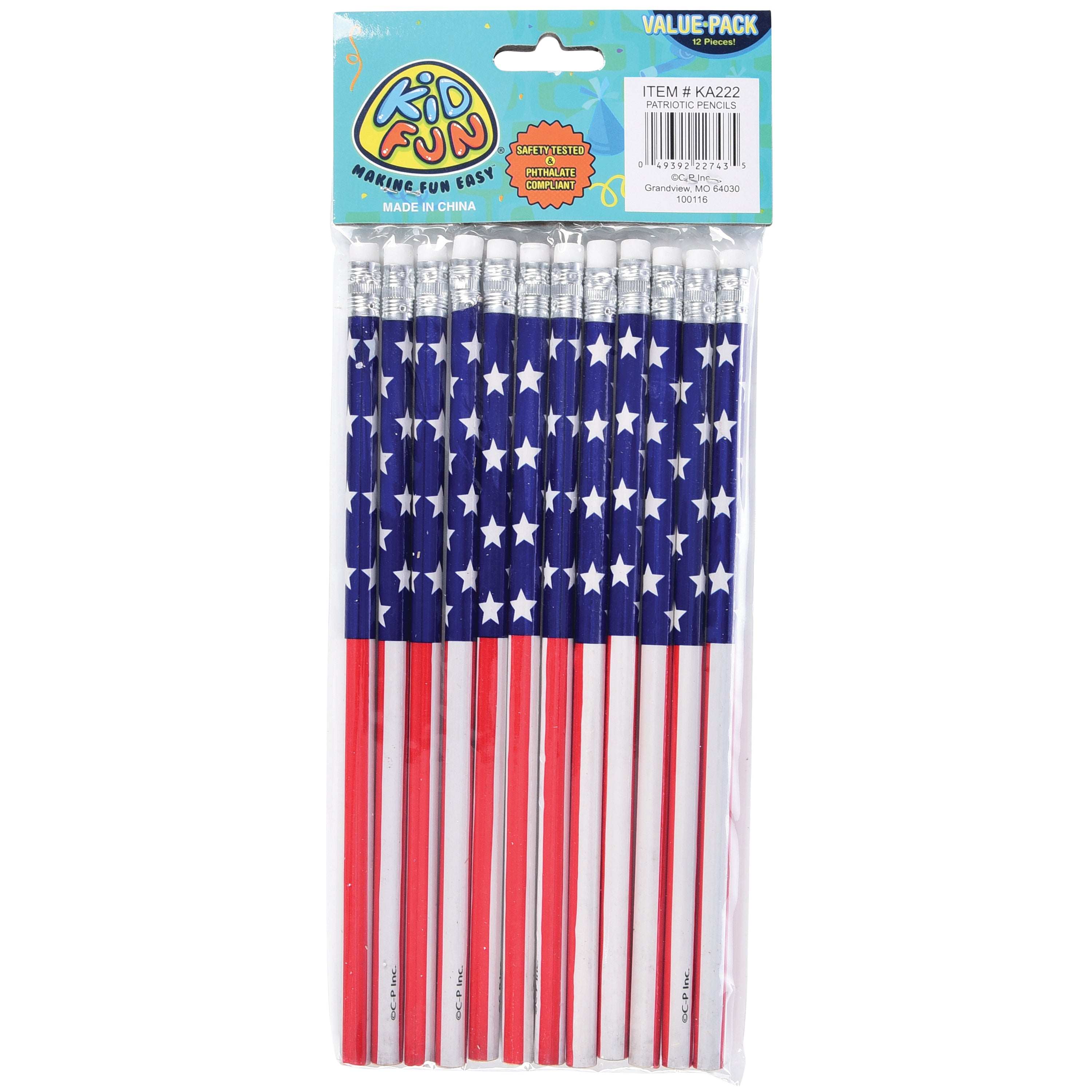 Patriotic Pencils - 12 Count