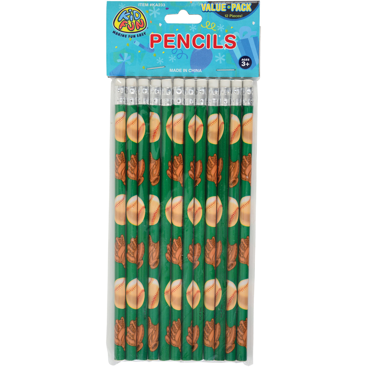 Baseball Pencils - 12 Count
