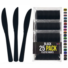 Black Plastic Knives | 25 Count
