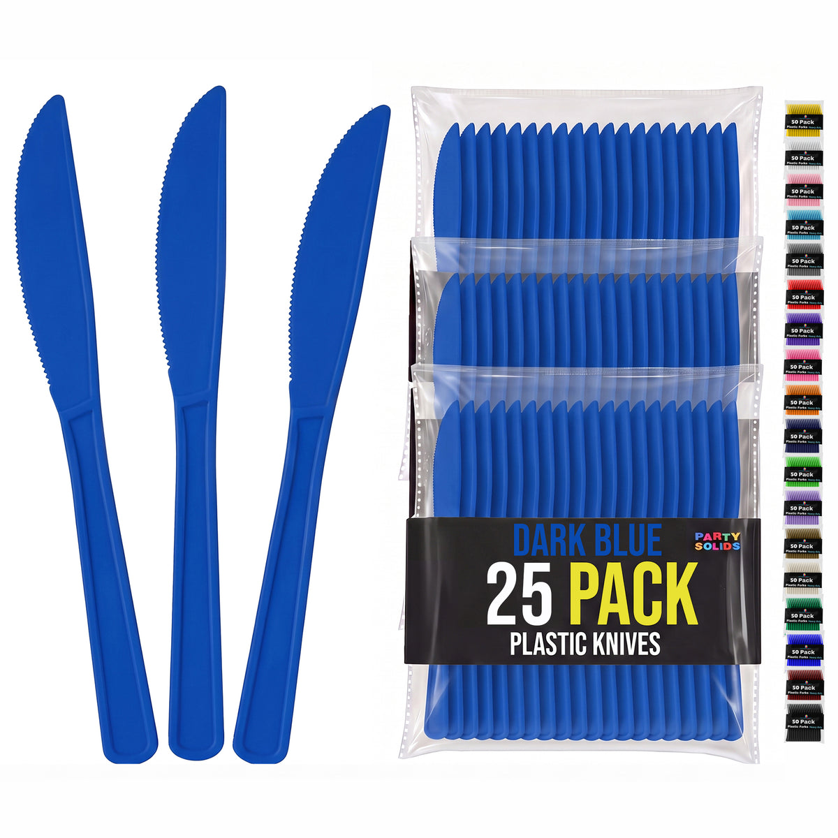 Dark Blue Plastic Knives | 25 Count