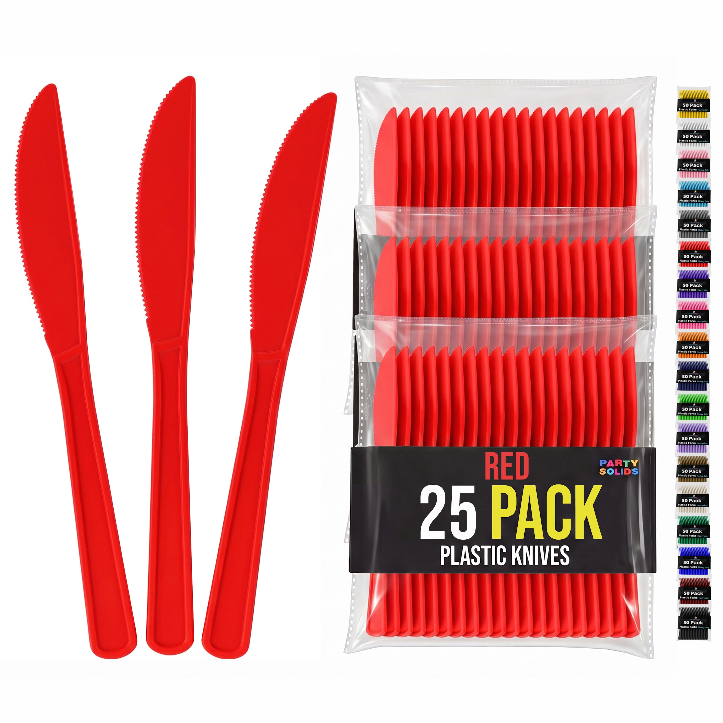 Red Plastic Knives | 25 Count