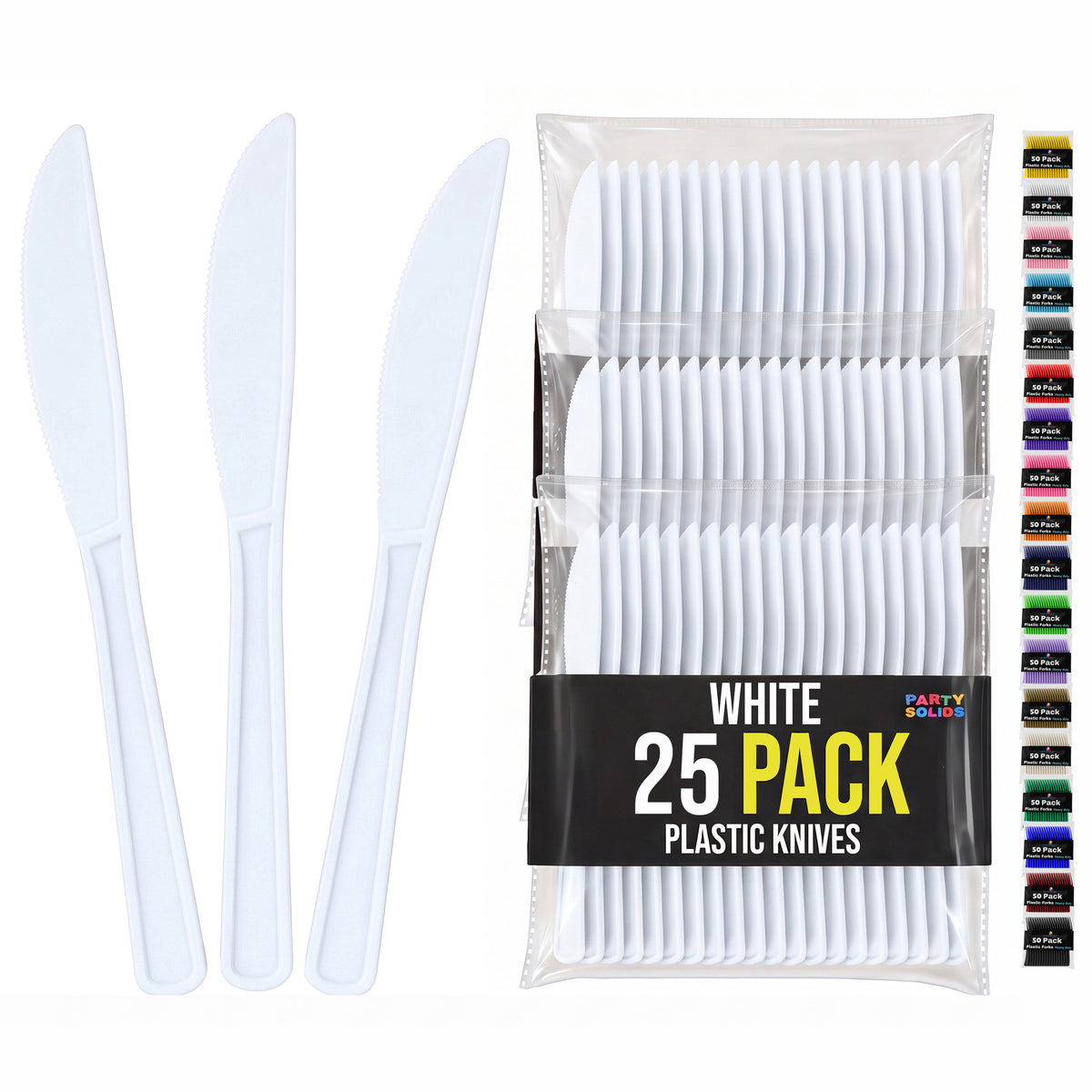 White Plastic Knives | 25 Count
