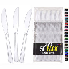 Heavy Duty Clear Plastic Knives | 7.75 in. | 50 Count