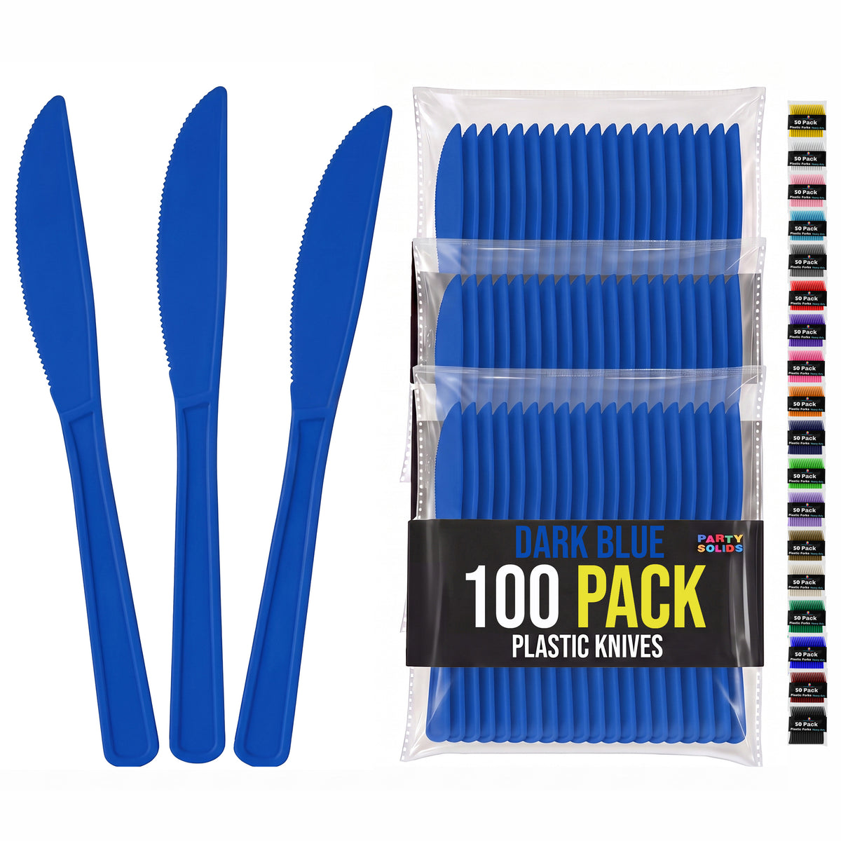 Heavy Duty Dark Blue Plastic Knives | 7.75 in. | 100 Count