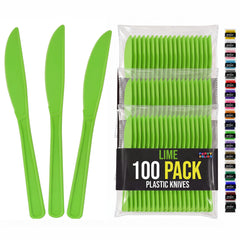 Heavy Duty Lime Green Plastic Knives | 7.75 in. | 100 Count