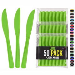 Heavy Duty Lime Green Plastic Knives | 7.75 in. | 50 Count