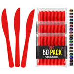 Heavy Duty Red Plastic Knives | 7.75 in. | 50 Count
