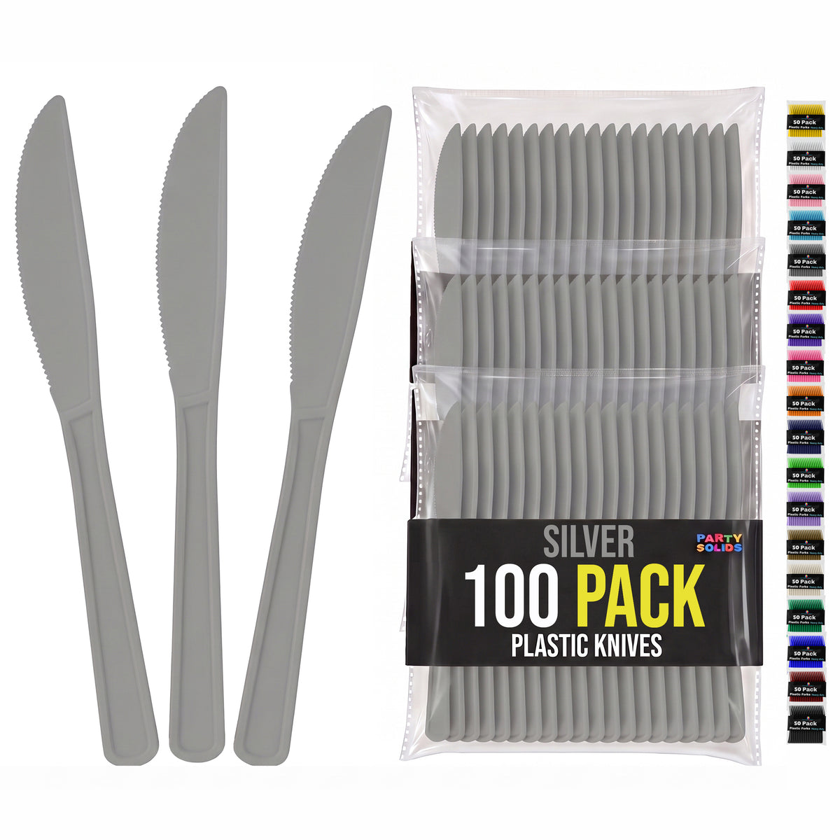 Heavy Duty Silver Plastic Knives | 7.75 in. | 100 Count
