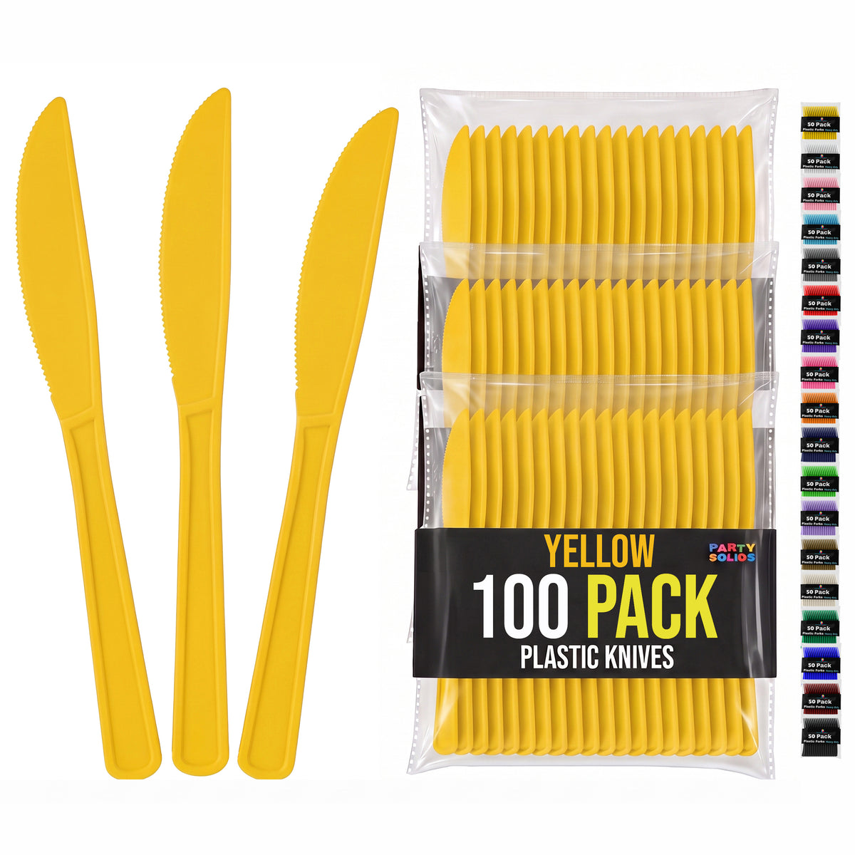Heavy Duty Yellow Plastic Knives | 7.75 in. | 100 Count