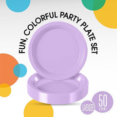 7 In. Lavender Plastic Plates | 50 Count