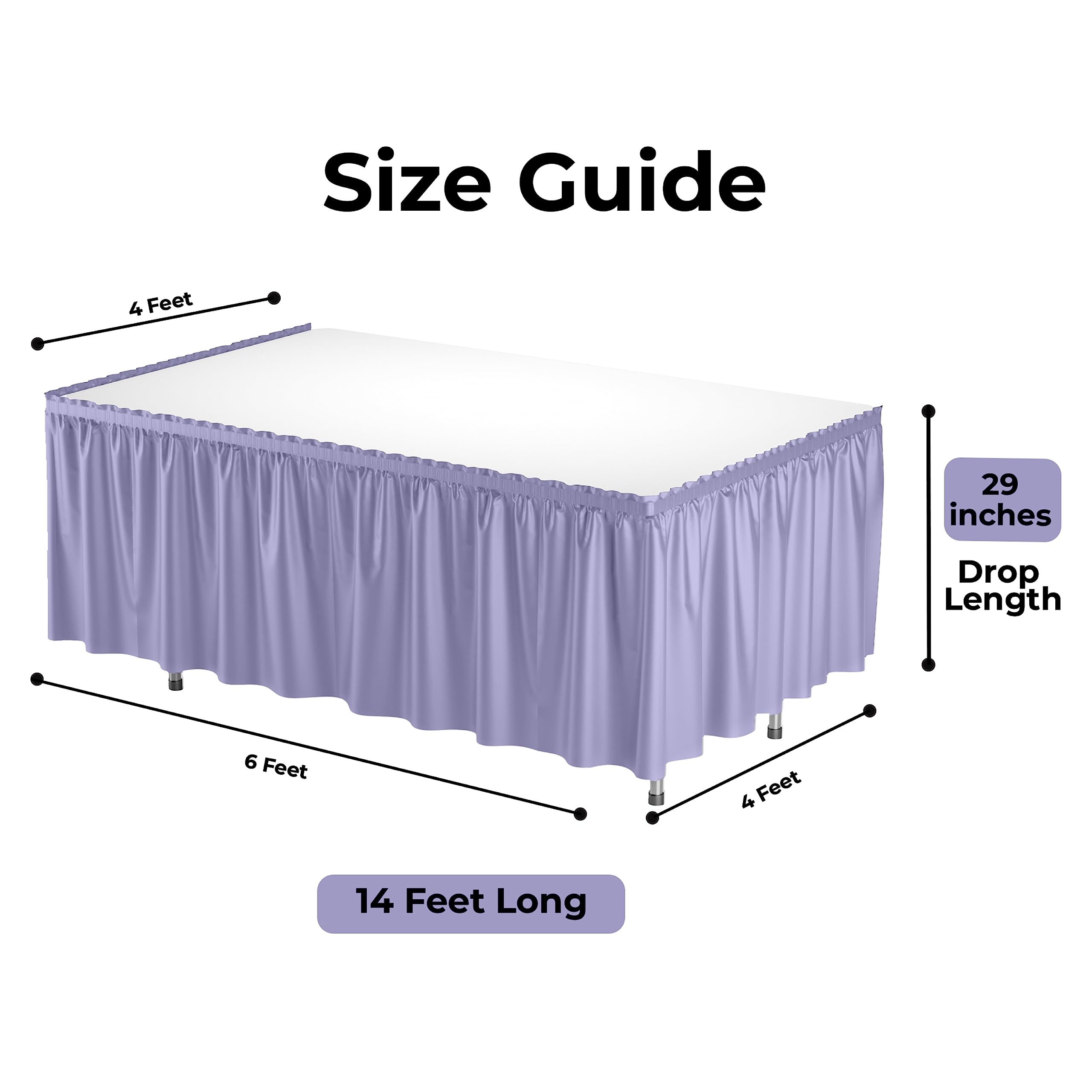 Lavender Plastic Table Skirt | Case of 48