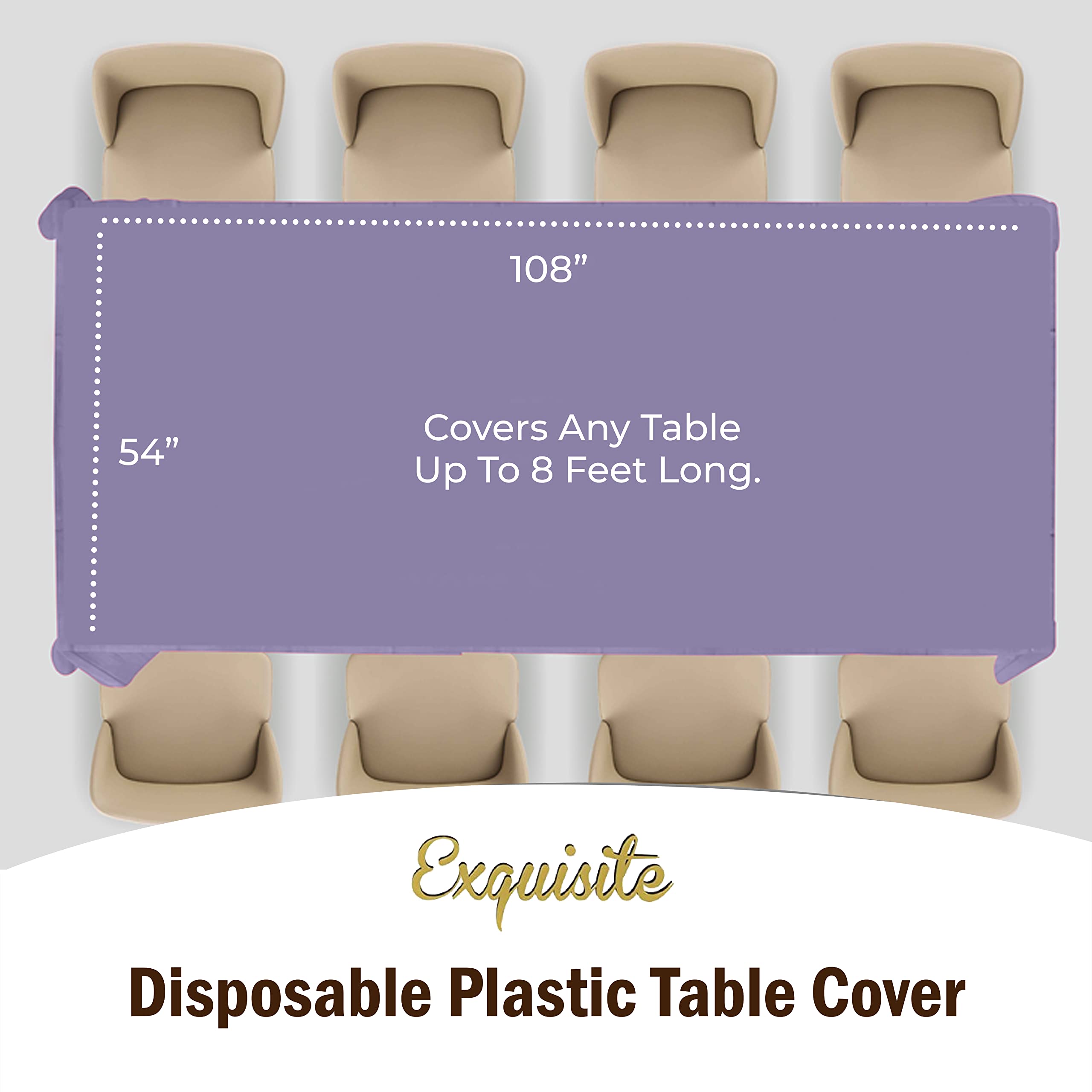 Lavender Plastic Table Covers | 6 Pack - 54 In. x 108 In.