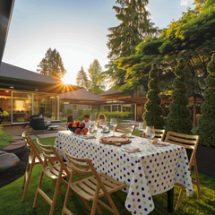 Multi Colored Polka Dot Plastic Table Cover | Case of 48 - 54 In. x 108 In.